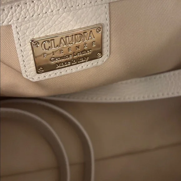 Claudia Firenze Off White Cream Leather XL Tote Bag - Picture 2 of 15